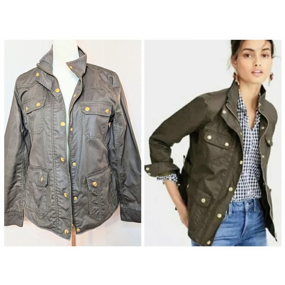 J. Crew Olive Green Utility Jacket with Gold Buttons